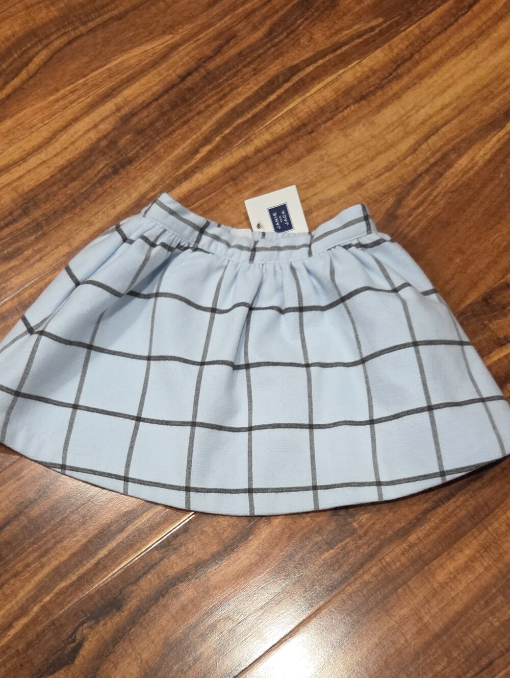 Janie and Jack NWT 12-18 Months Light Blue/Gray Windowpane Wool Skirt